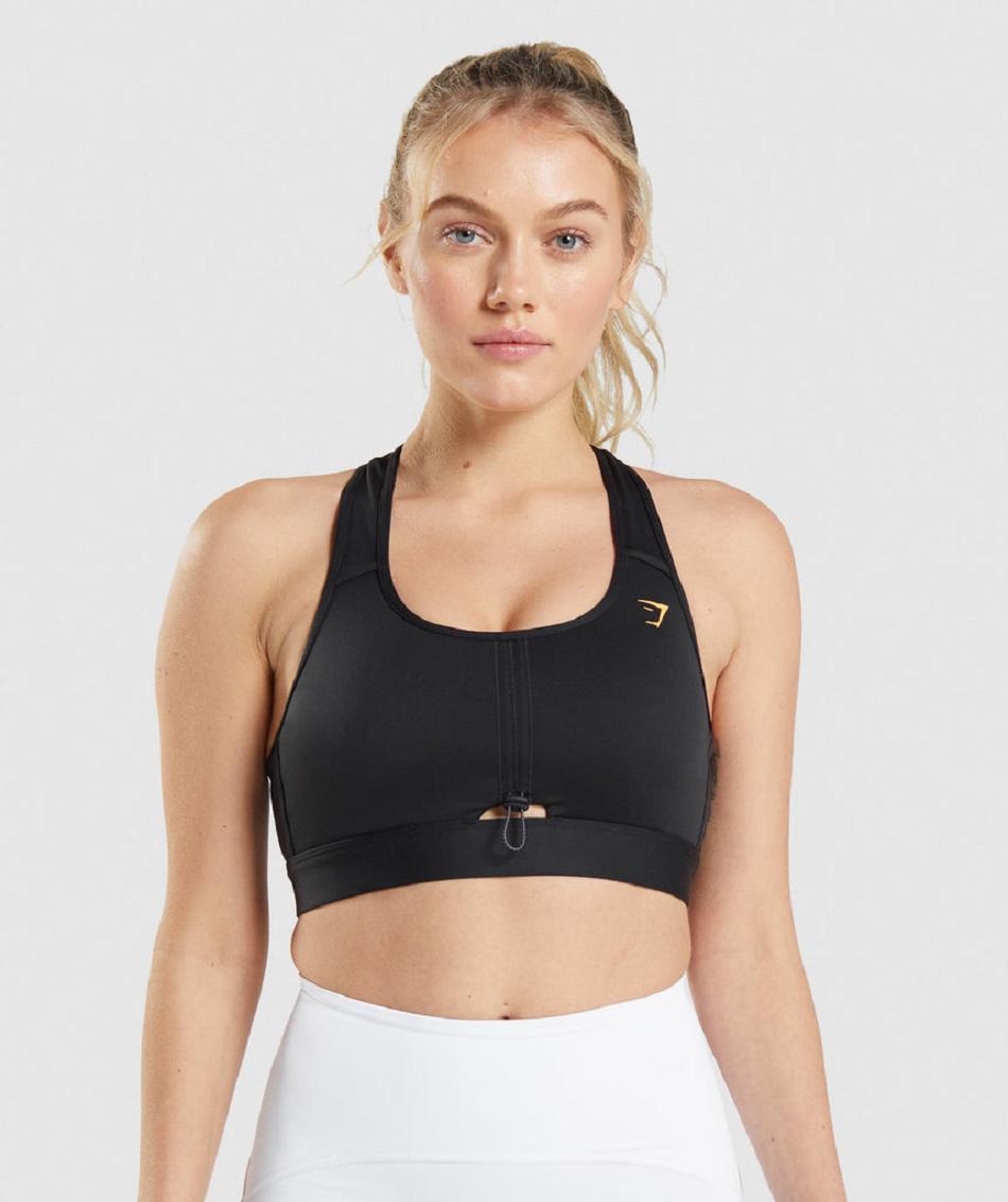 Staniki Sportowe Damskie Gymshark Pulse Czarne Morelowe Pomarańczowe | PL 2983HAP